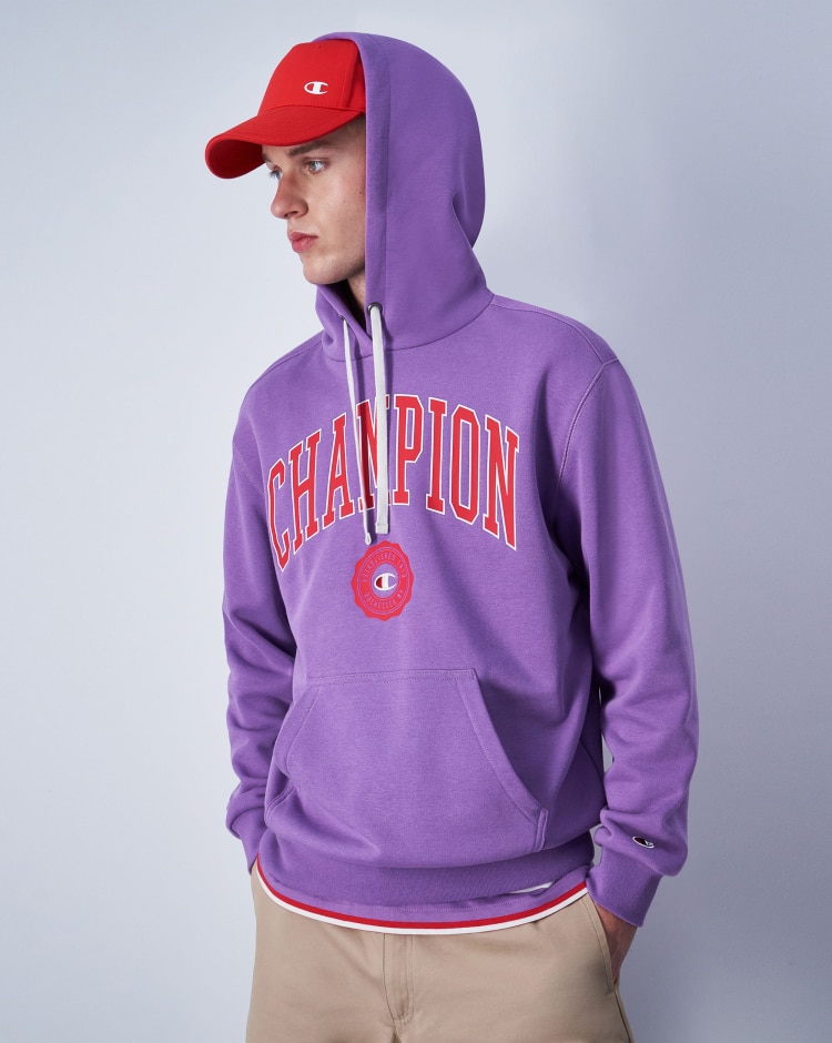 Champion Felpa Con Cappuccio Big Logo Bookstore Viola Uomo