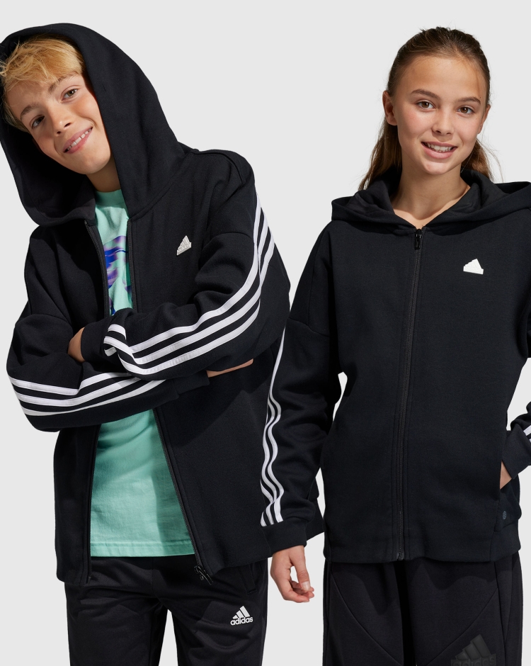 Adidas Giacca da allenamento Future Icons 3-Stripes Full-Zip Hooded Nero Bambino