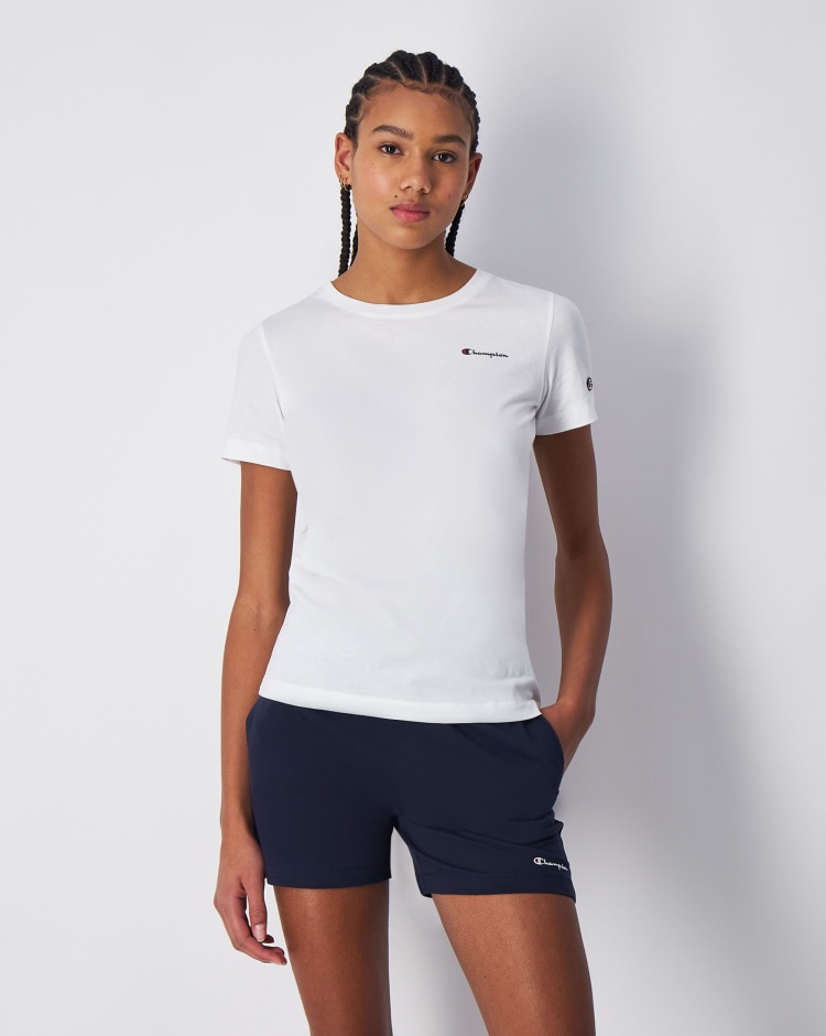 Champion T-Shirt Girocollo Con Logo Champion Piccolo Bianco Donna