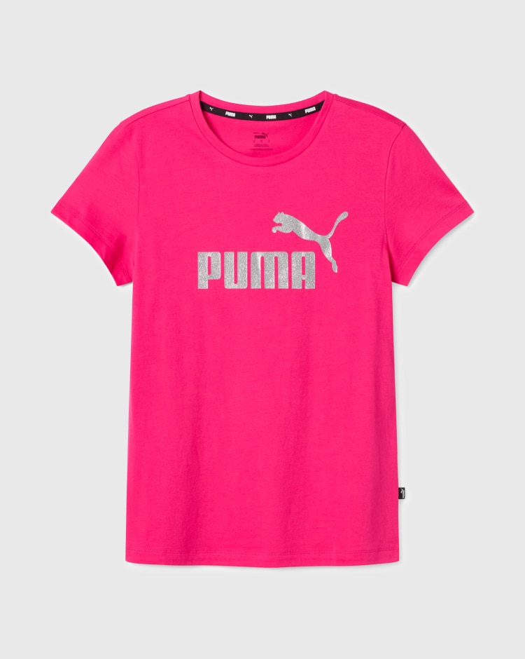 Puma T-Shirt Essential+ Glitter Logo Rosa Donna