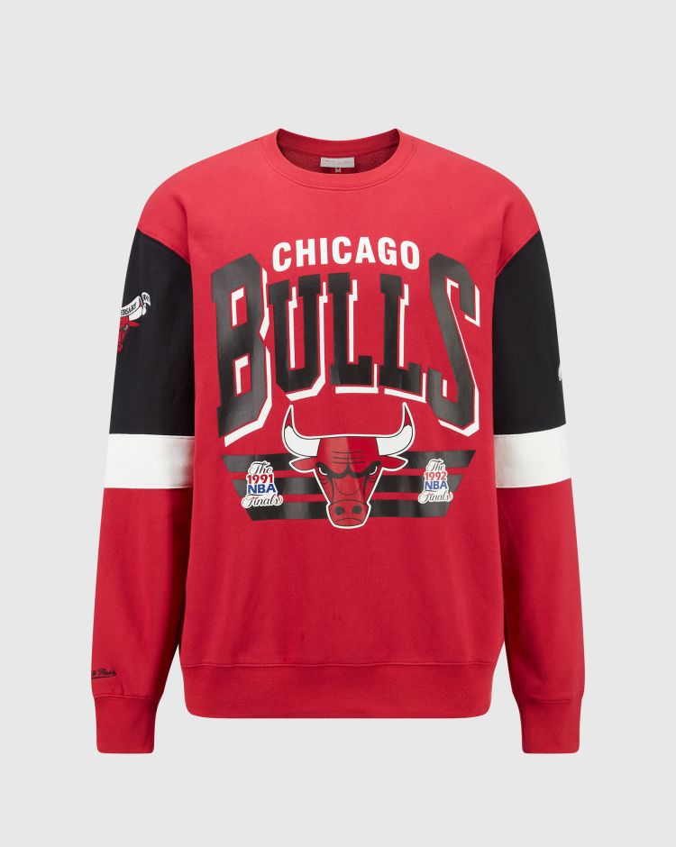 Mitchell&Ness NBA Felpa Girocollo 3.0 All Over Chicago Bulls Rosso Uomo
