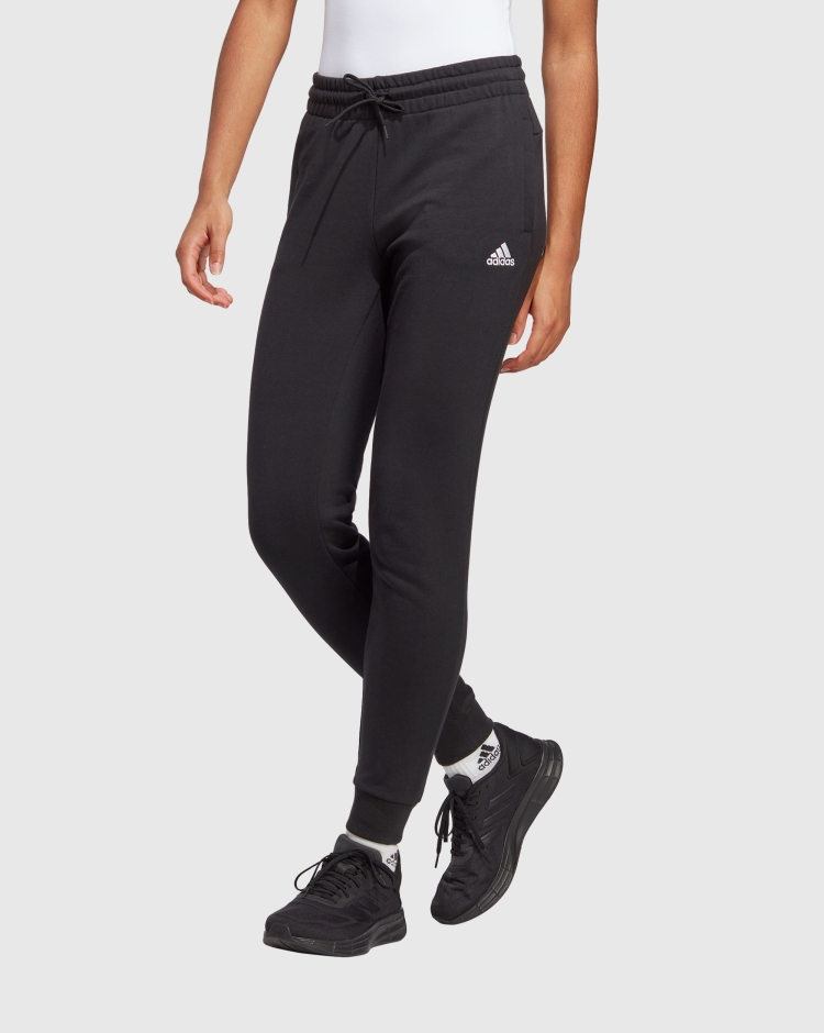 Adidas Pantaloni Con Polsino Essentials Linear French Terry Nero Donna