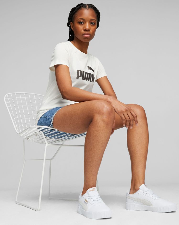 Puma T-shirt Essential+ Metallic Logo Bianco Donna