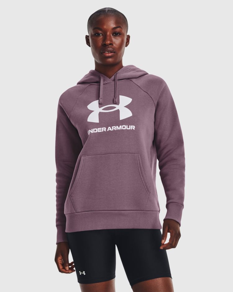 Under Armour Felpa Con Cappuccio Rival Fleece Big Logo Viola Donna