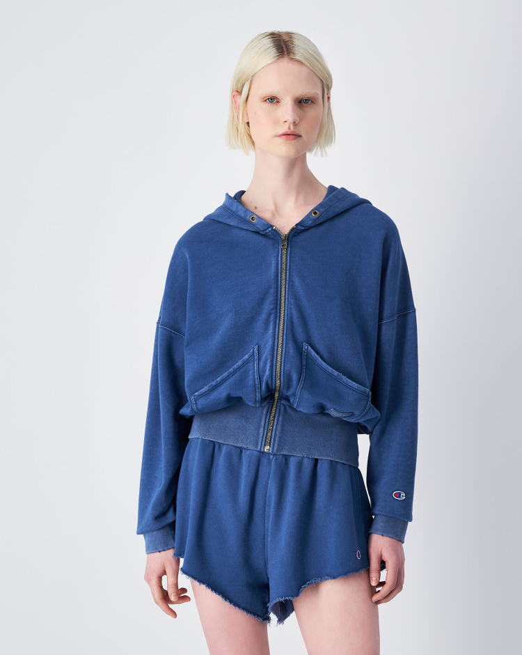 Felpa Full Zip Con Cappuccio Time Capsule Blu Donna