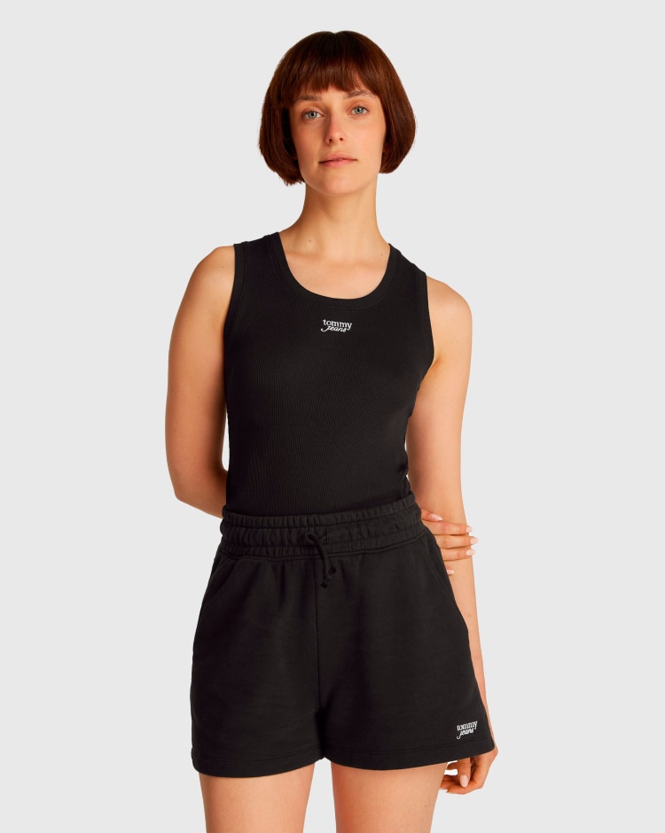 Canotta slim fit con logo Nero Donna