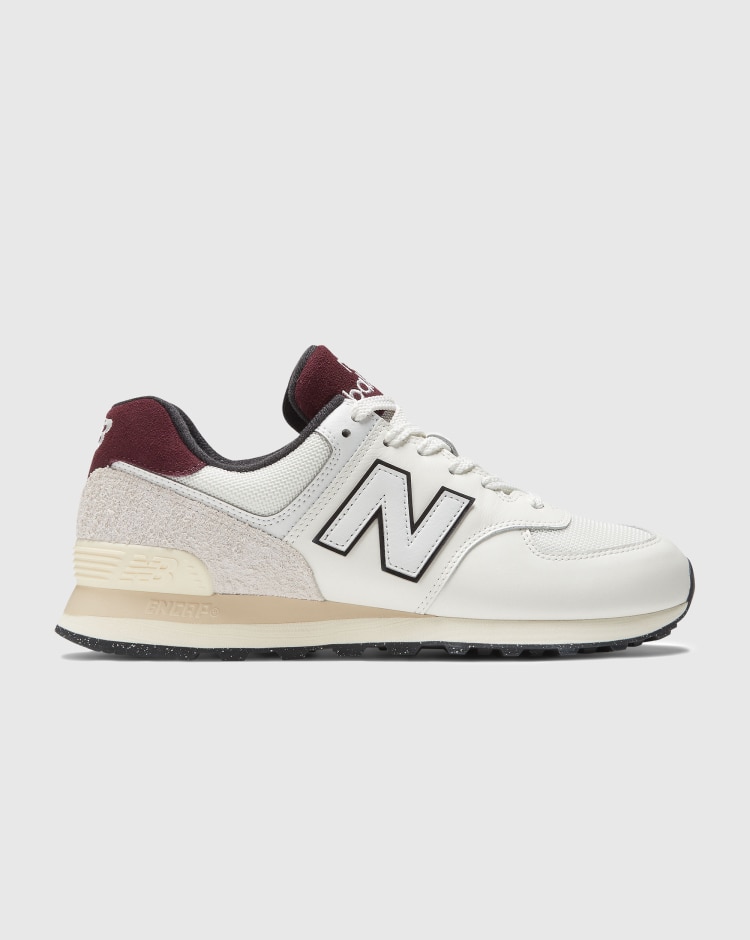 New Balance 574 Run It Back Bianco Bordeaux Uomo