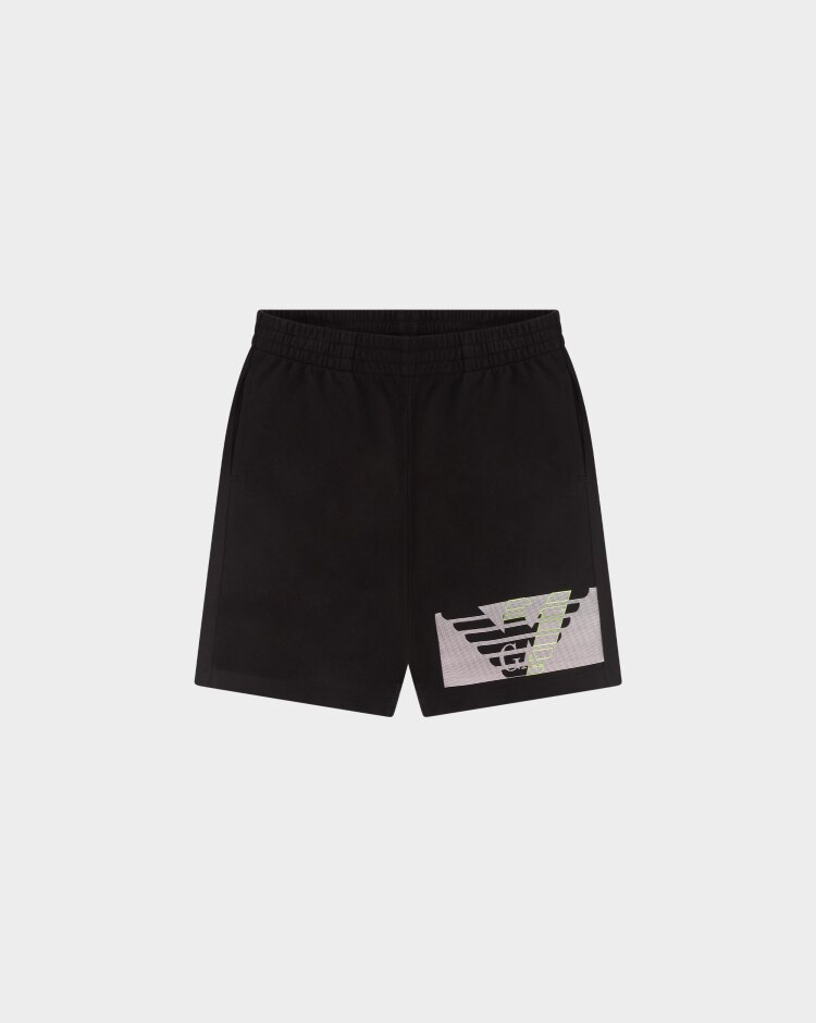 Emporio Armani EA7 Bermuda in felpa stampa Graphic Nero Bambino