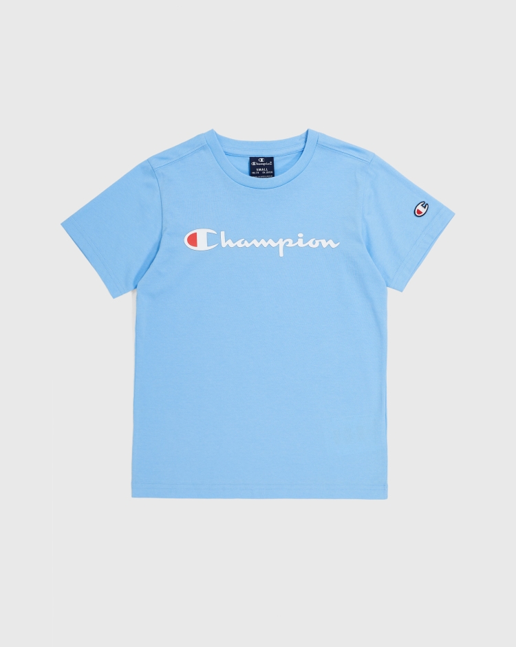 Champion T-Shirt Logo Champion In Cotone Blu Bambino