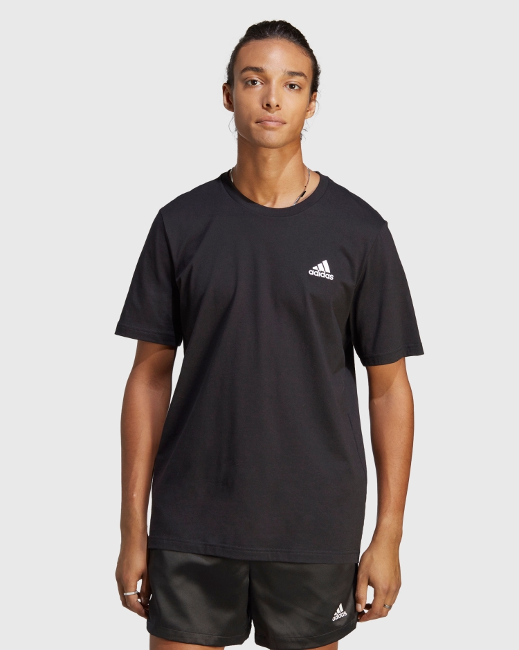 Adidas T-shirt Essentials Single Jersey Small Logo Nero Uomo