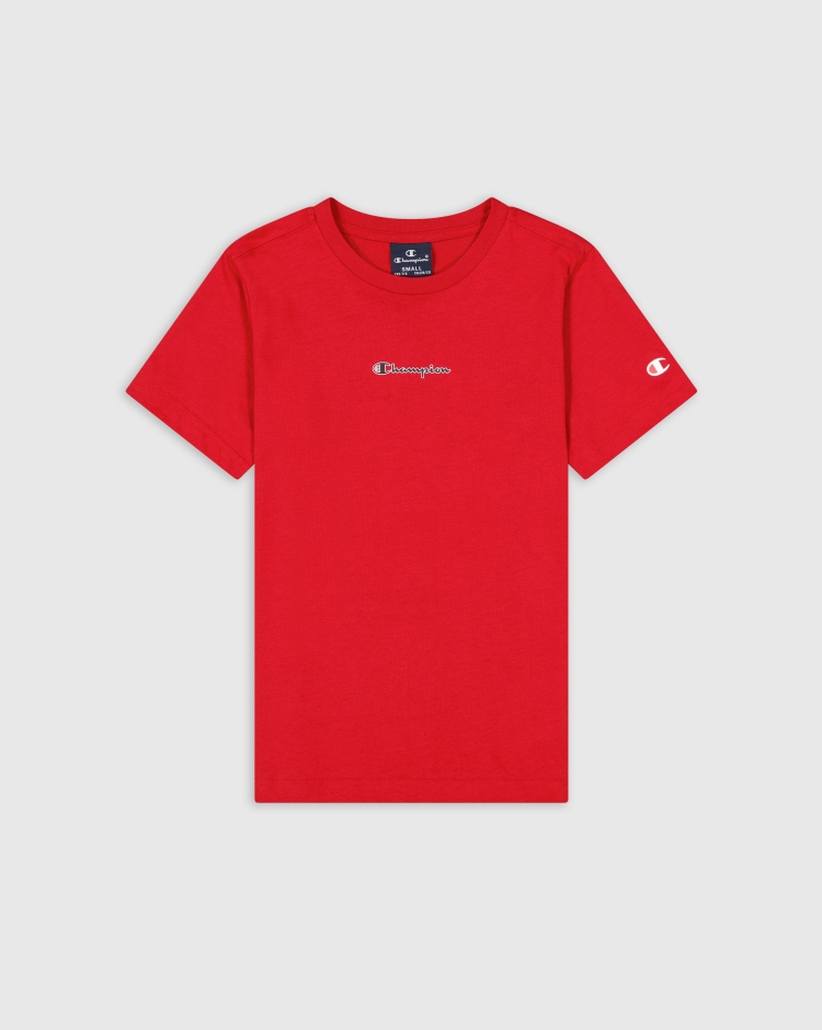Champion T-shirt stampa logo Rosso Bambino