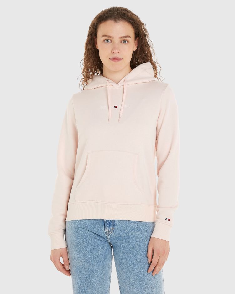 Tommy Hilfiger Felpa Con Cappuccio Reg Serif Linear Rosa Donna