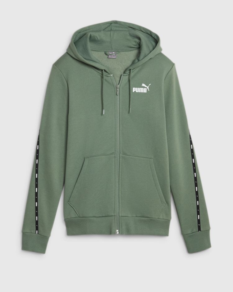Puma Felpa Con Cappuccio Full Zip Essential Tape Verde Donna