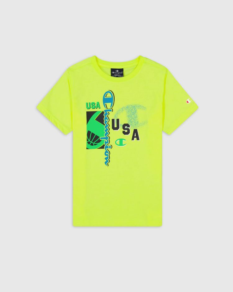 Champion T-shirt Misto Cotone Neon Giallo Bambino