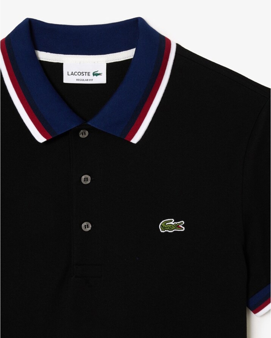 Lacoste Polo Con Colletto a Contrasto Nero Uomo Nero Game7Athletics