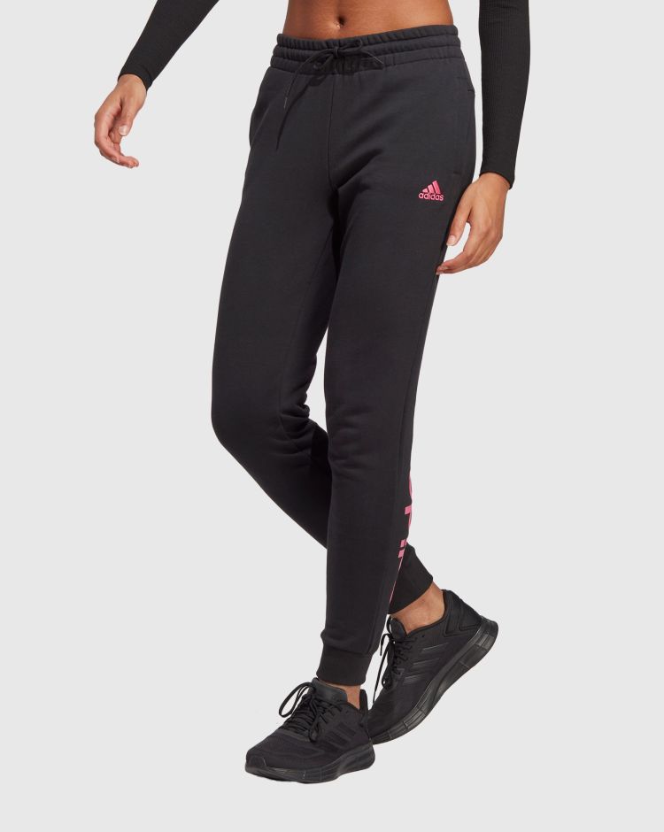 Adidas Pantaloni Essentials Linear French Terry Cuffed Nero Donna