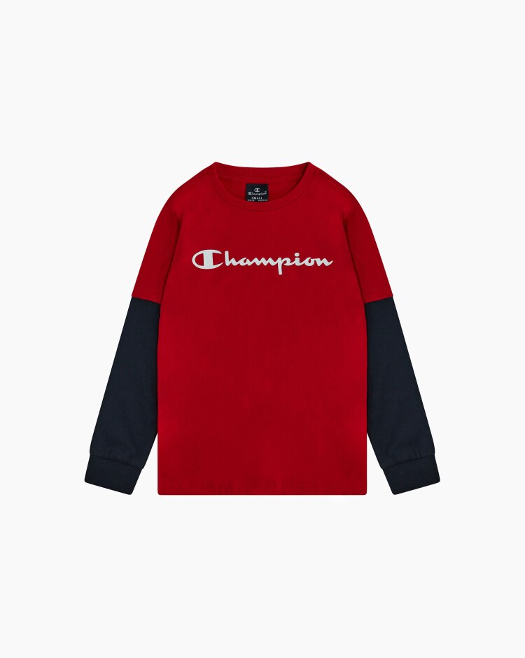 Champion T-shirt girocollo effetto sovrapposto Rosso Bambino