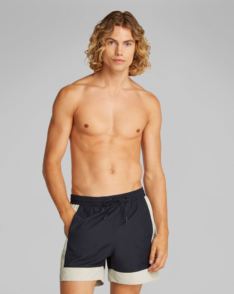 Pantaloncini da bagno con cordoncino medio Nero Uomo