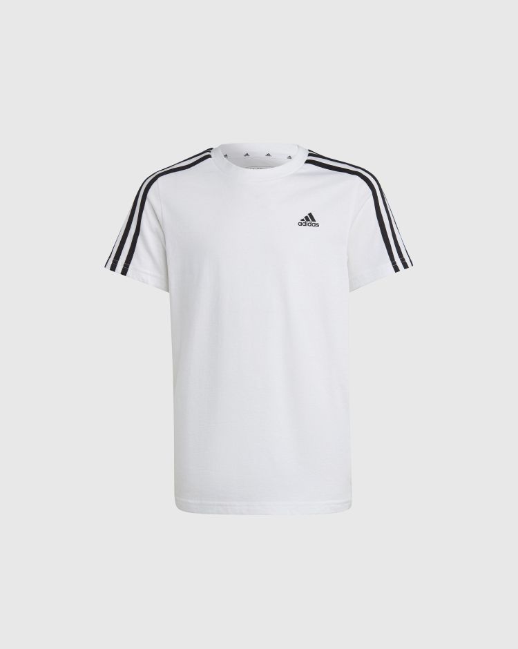 Adidas T-shirt Essentials 3-Stripes Cotton Bianco Bambino