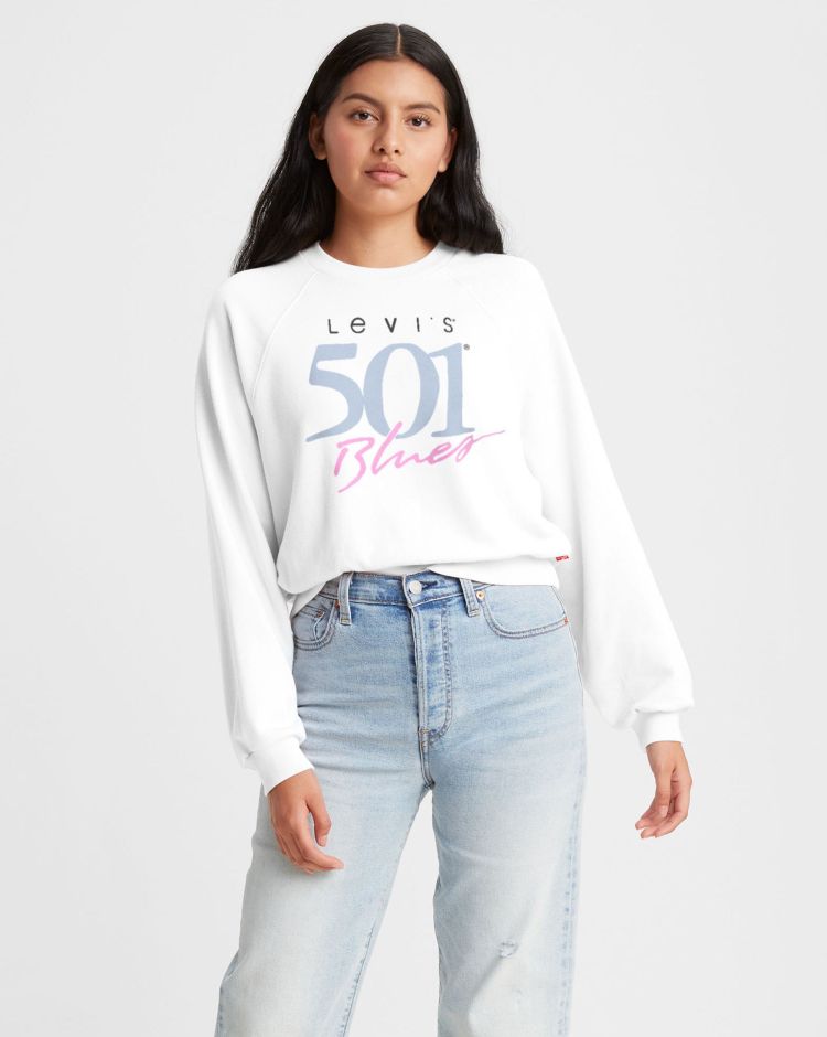 Levi's 501 Crew Neck Bianco Donna