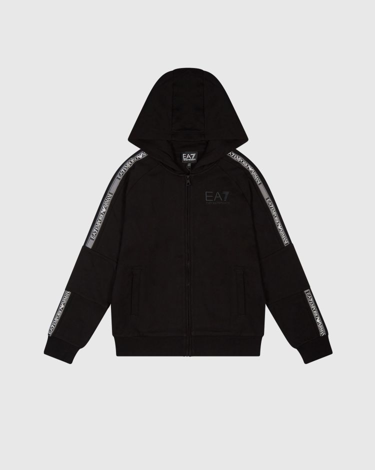 Emporio Armani EA7 Felpa Con Cappuccio Full Zip Train Logo Series Nero Bambino