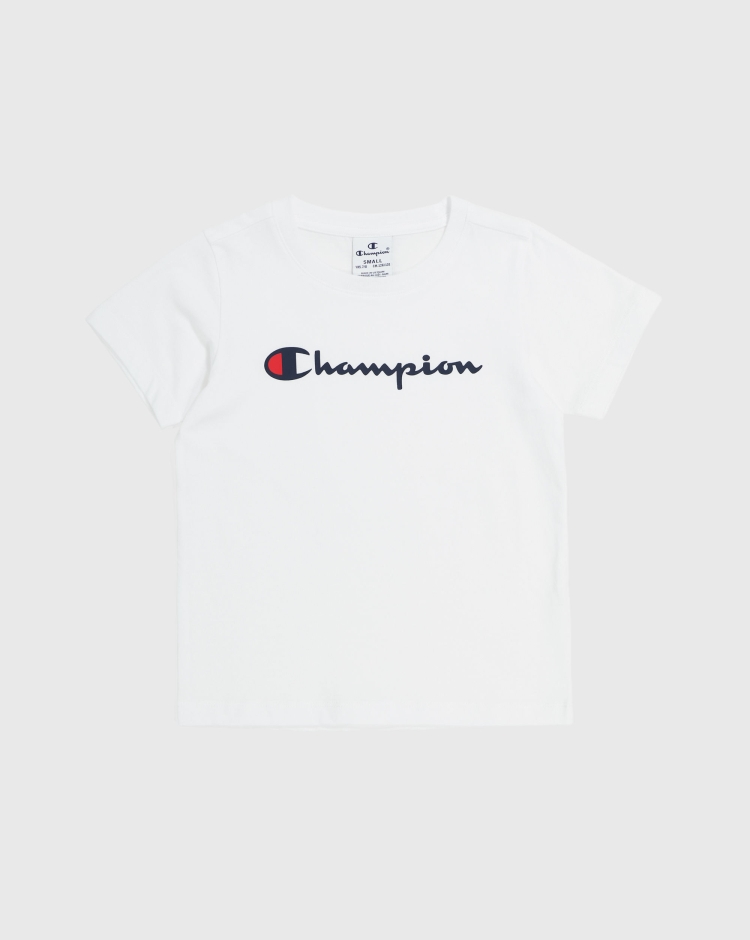Champion T-shirt In Jersey Con Logo Bianco Bambina