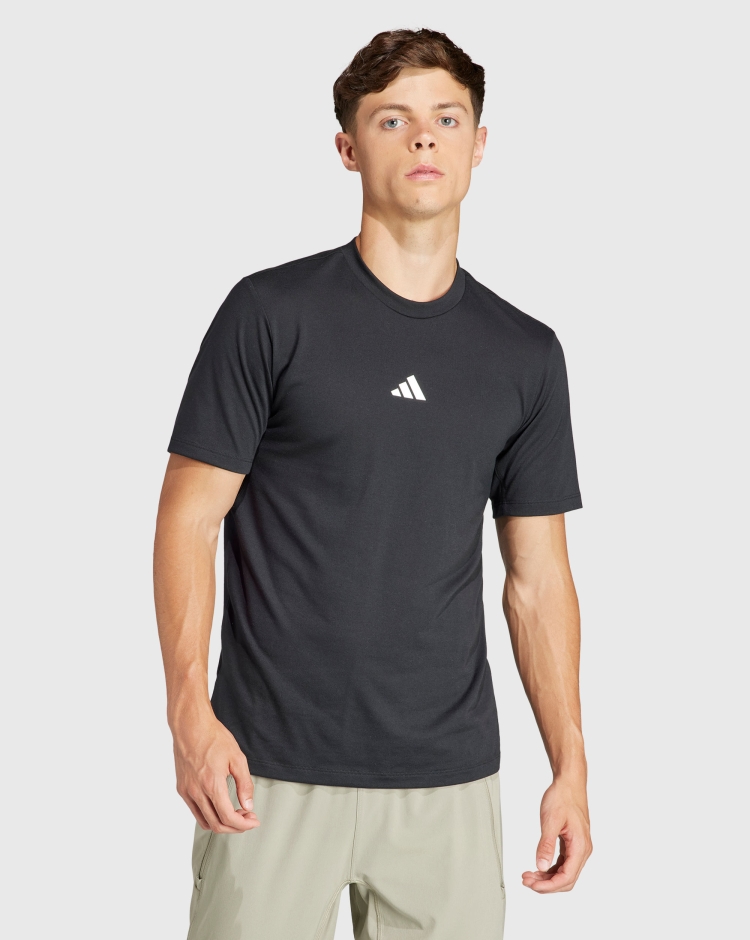 Adidas T-Shirt Workout Logo Nero Uomo