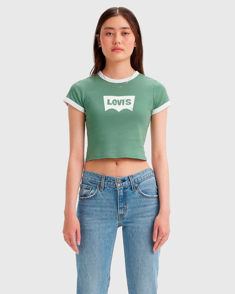 Levi's T-Shirt Graphic Ringer Verde Donna