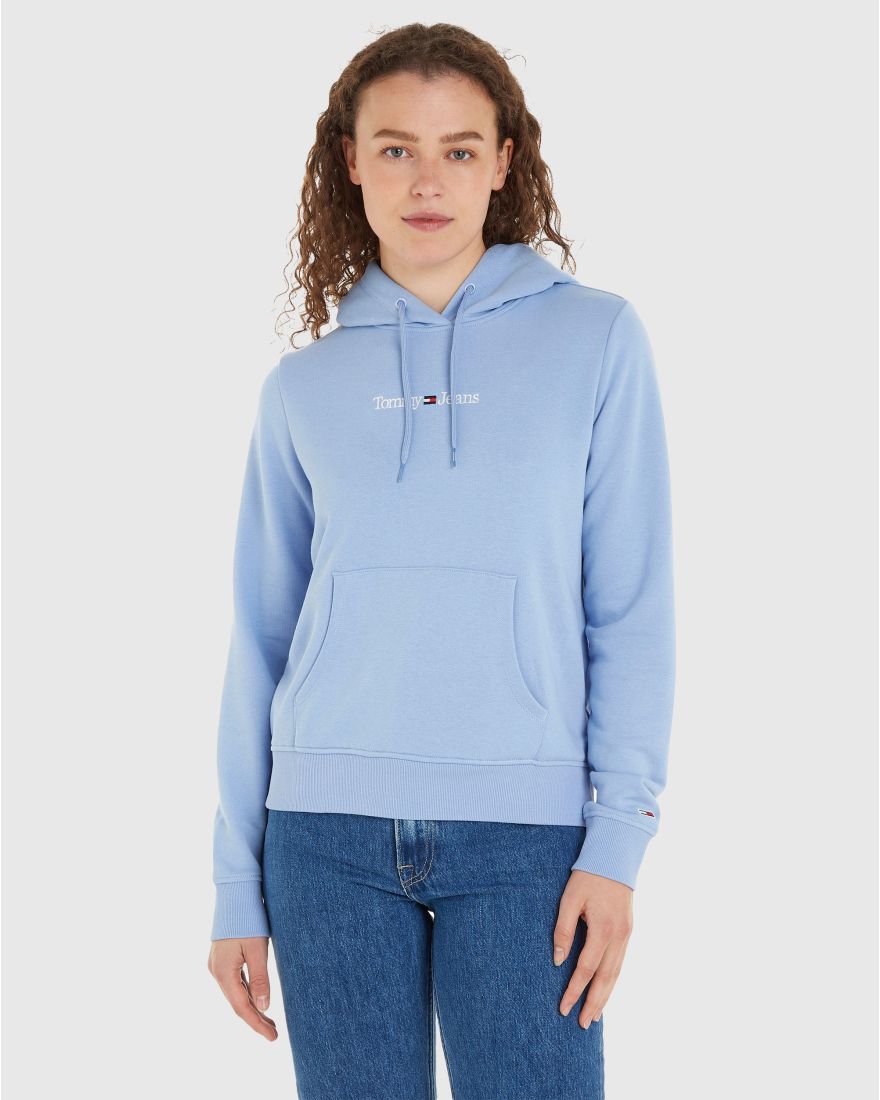 Tommy Hilfiger Felpa Con Cappuccio Regular Serif Linear Blu Donna Blu