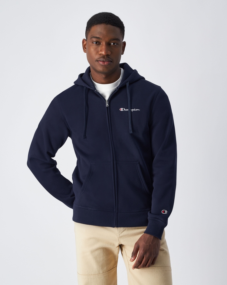 Felpa Full Zip Con Cappuccio Icons Blu Uomo