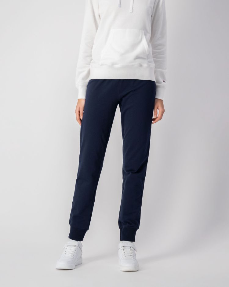 Champion Pantaloni Con Polsino A Coste Blu Donna