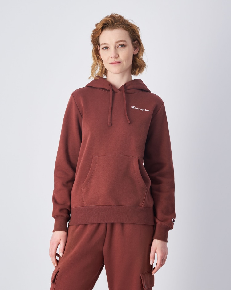 Felpa Slim Fit con cappuccio con logo piccolo Marrone Donna