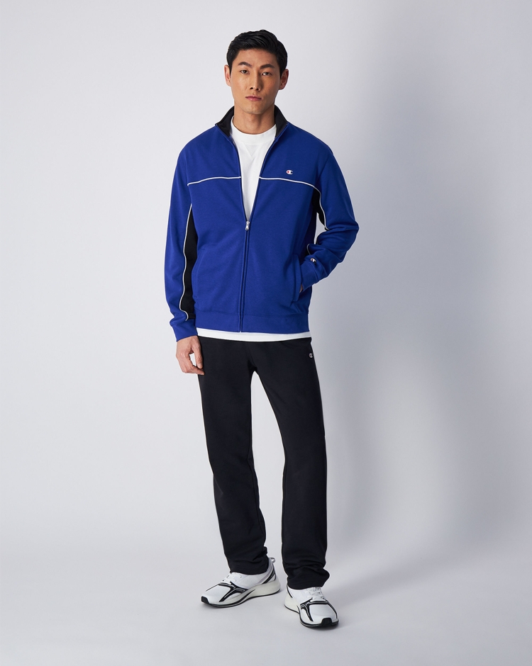 Champion Tuta Full Zip Con C Logo Blu E Nero Uomo