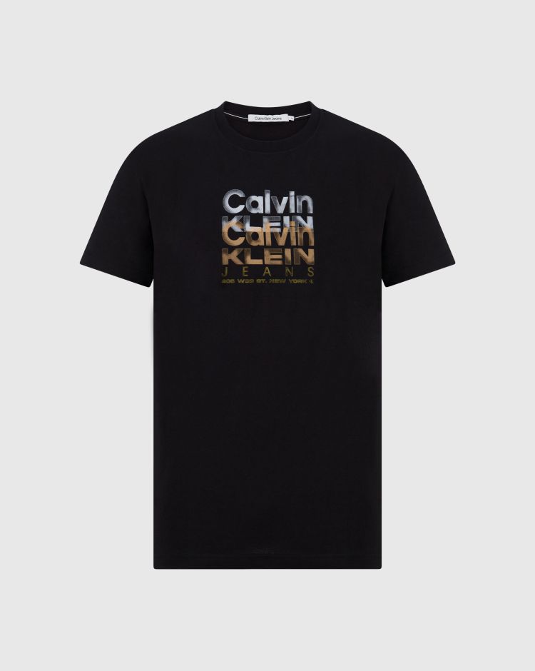 Calvin Klein T-Shirt Repeat Logo Nero Uomo