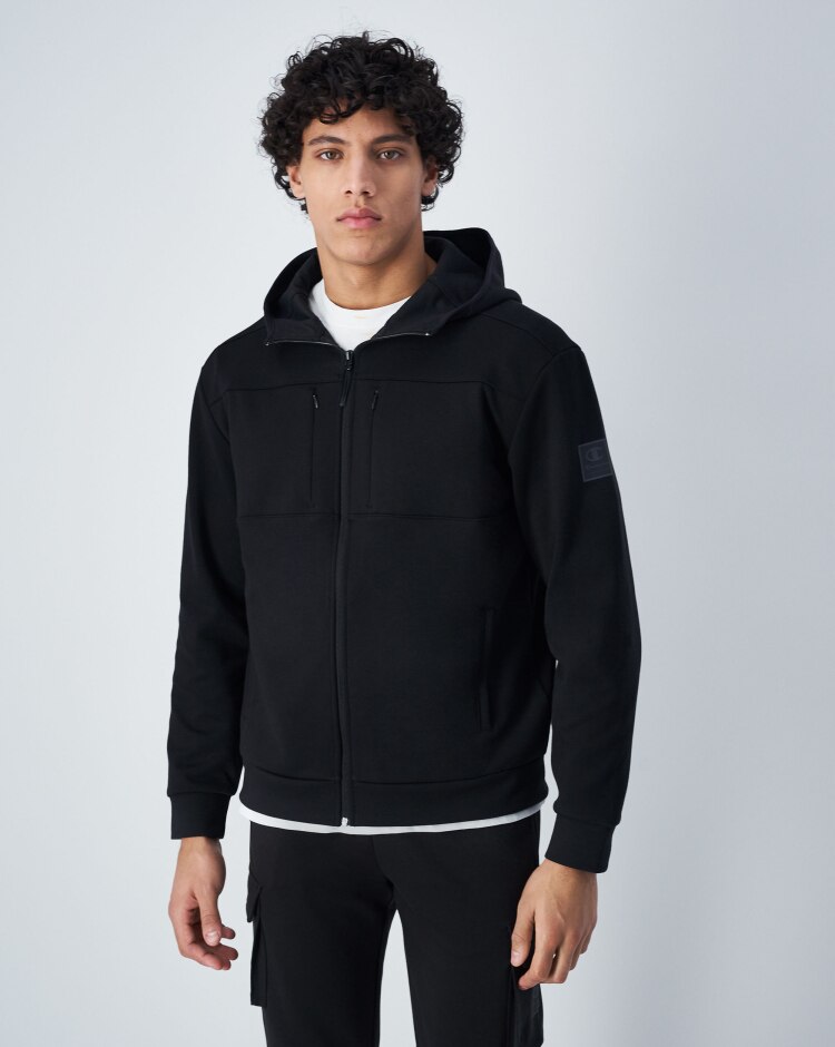 Champion Felpa Con Cappuccio Full Zip Nero Uomo