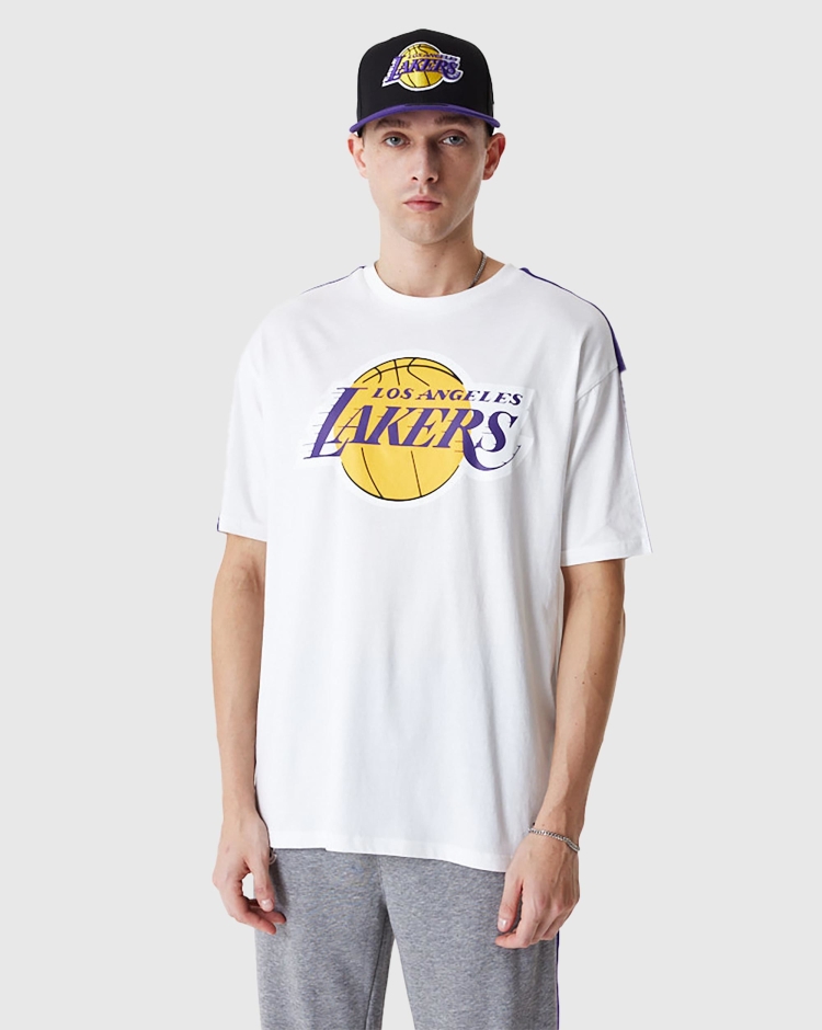 New Era NBA T-Shirt Oversize Colour Block Los Angeles Lakers Bianco Uomo