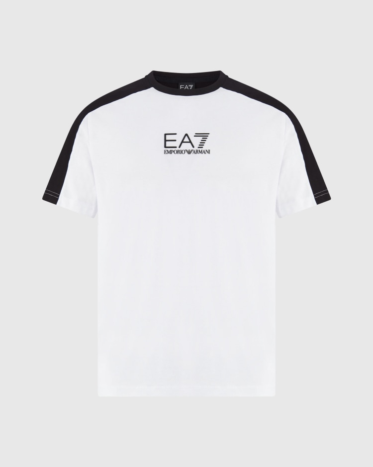 Emporio Armani EA7 T-Shirt Train Atlhetic Colour Block Bianco Uomo