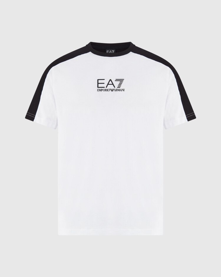 Emporio Armani EA7 T-Shirt Train Atlhetic Colour Block Bianco Uomo