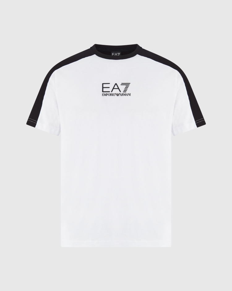Emporio Armani EA7 T-Shirt Train Atlhetic Colour Block Bianco Uomo