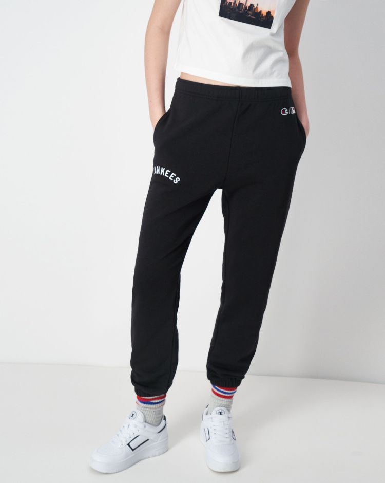 Champion Pantaloni Con Interno Felpato Pesante MLB Nero Donna