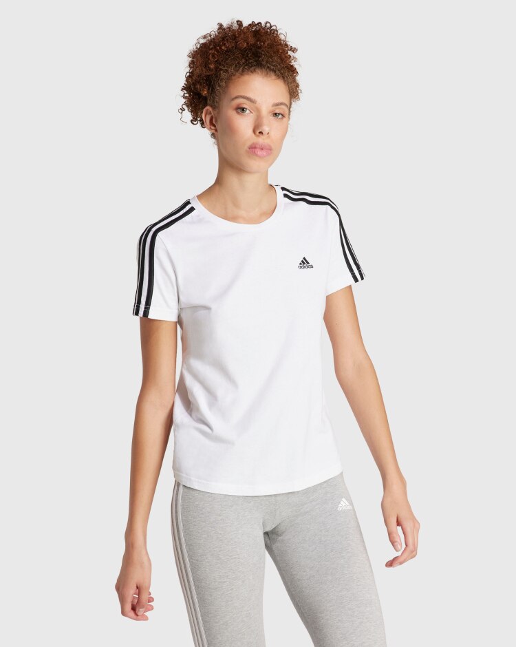 Adidas T-Shirt 3 Stripes Bianco Donna