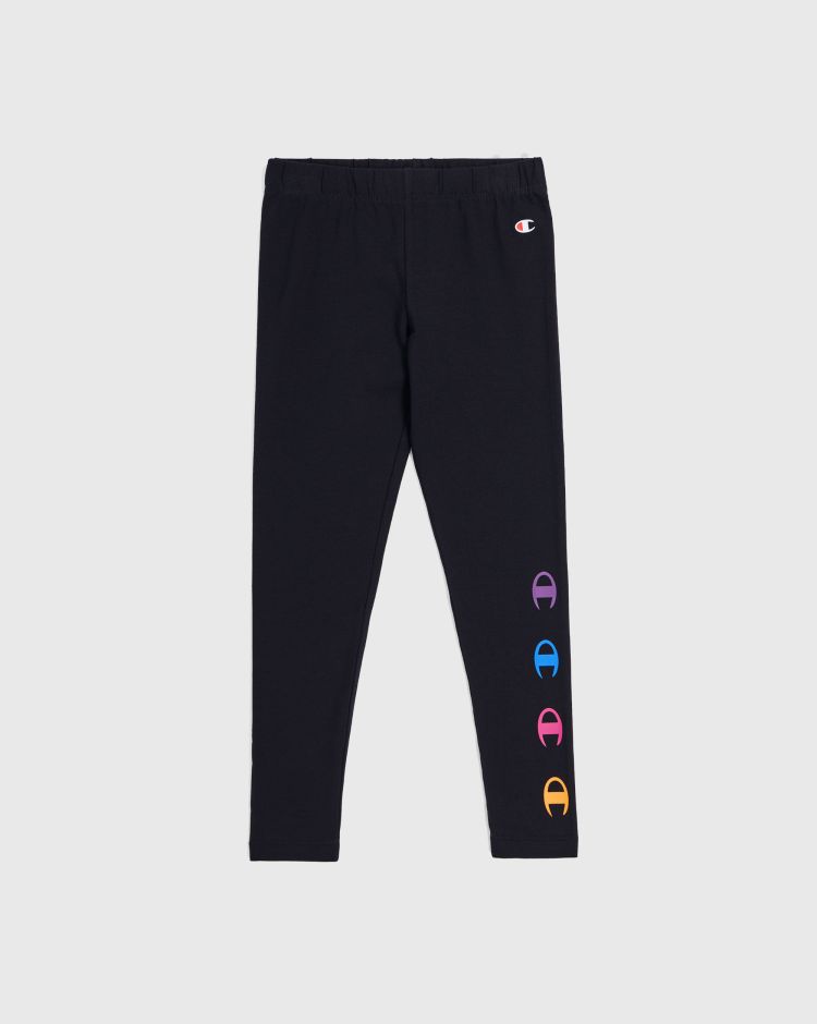 Champion Leggings Con C-Logo Colorate Nero Bambina