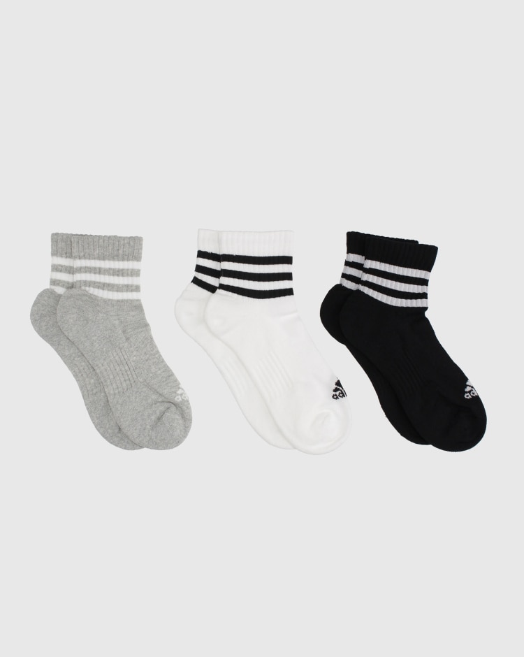 Adidas Calze 3-Stripes Cushioned Sportswear Mid-Cut (3 paia) Grigio