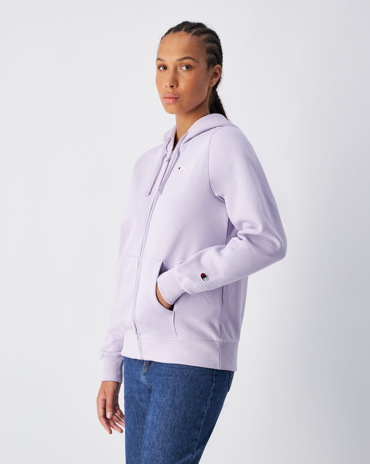 Felpa con cappuccio e cerniera con logo piccolo Viola Donna