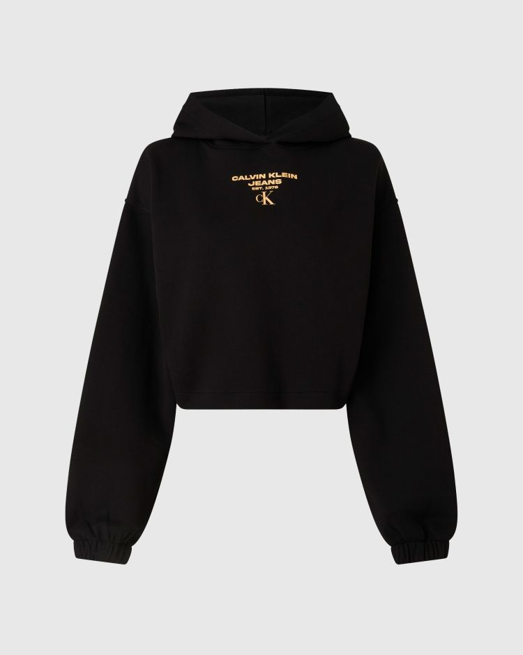 Calvin Klein Felpa Con Cappuccio Crop Nero Donna