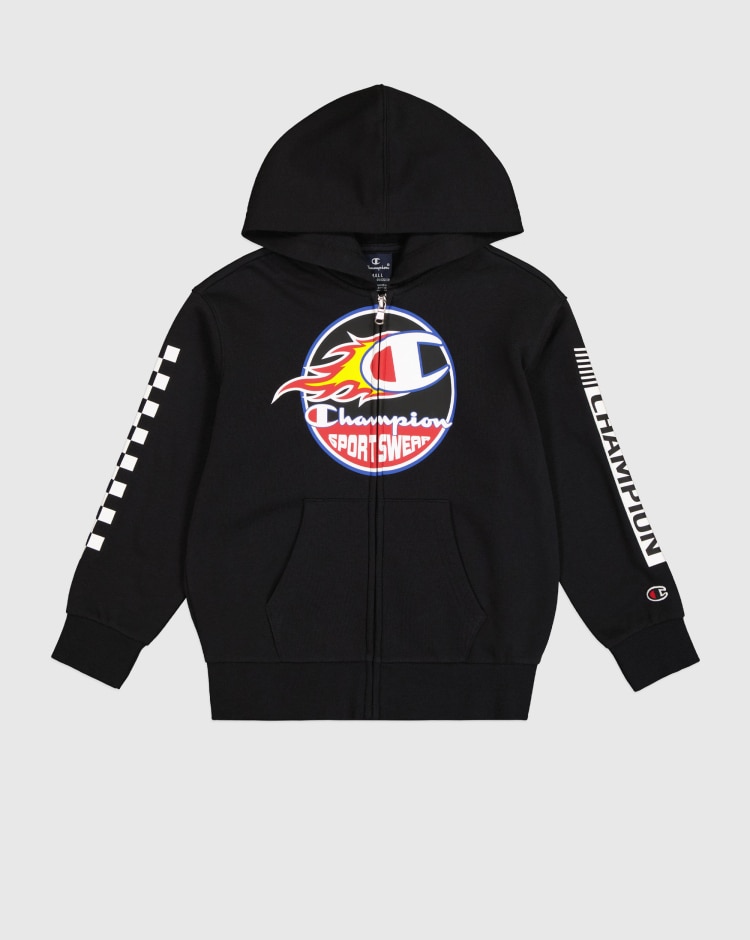 Felpa con cappuccio e cerniera Nero Bambino
