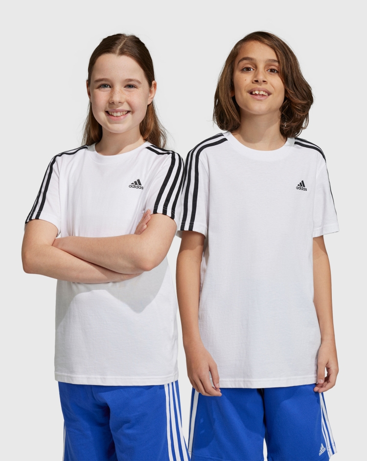Adidas T-shirt Essentials 3-Stripes Cotton Bianco Bambino