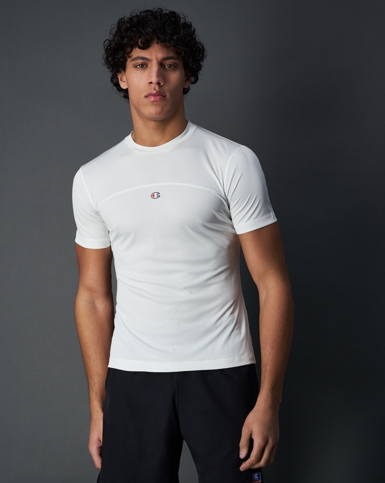 Champion T-Shirt Girocollo Athletic Fit Bianco Uomo