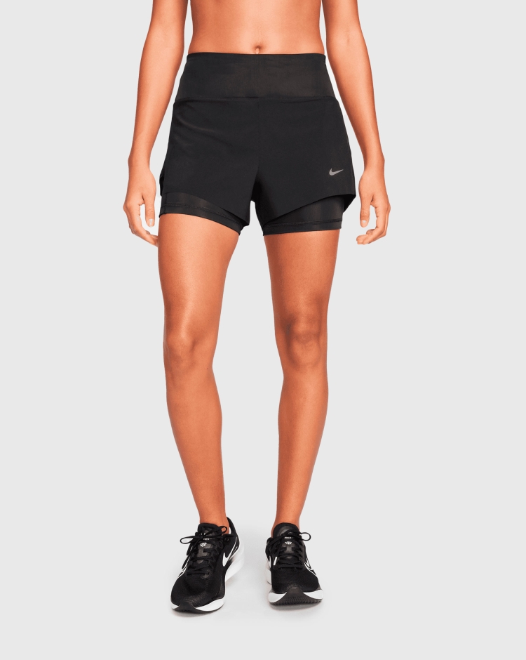 Nike Shorts da running 2-in-1 a vita media con tasche 8 cm Nero Donna