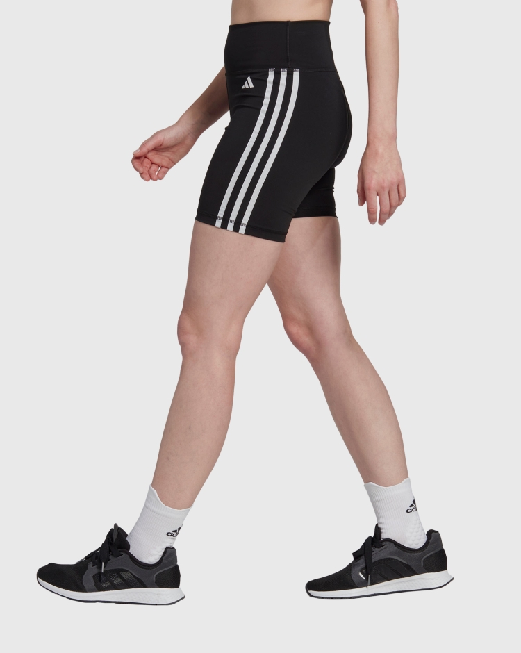 Adidas Leggings Corti Essentials 3-Stripes a Vita Alta Nero Donna